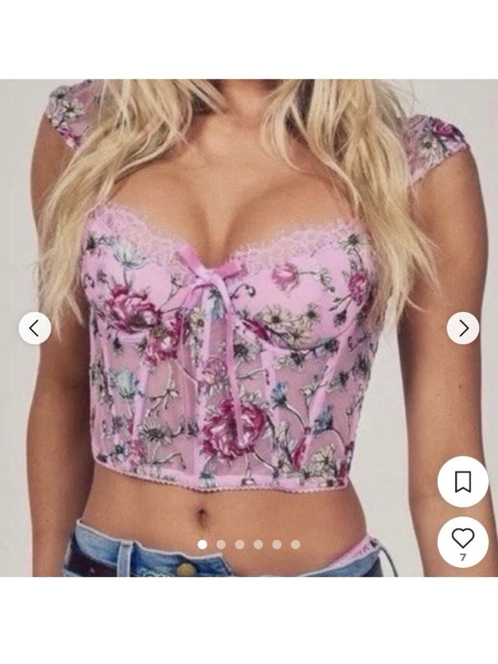 Victoria’s Secret Dream Angels Corset Bra Top Small Embroidered Floral Pink NWT